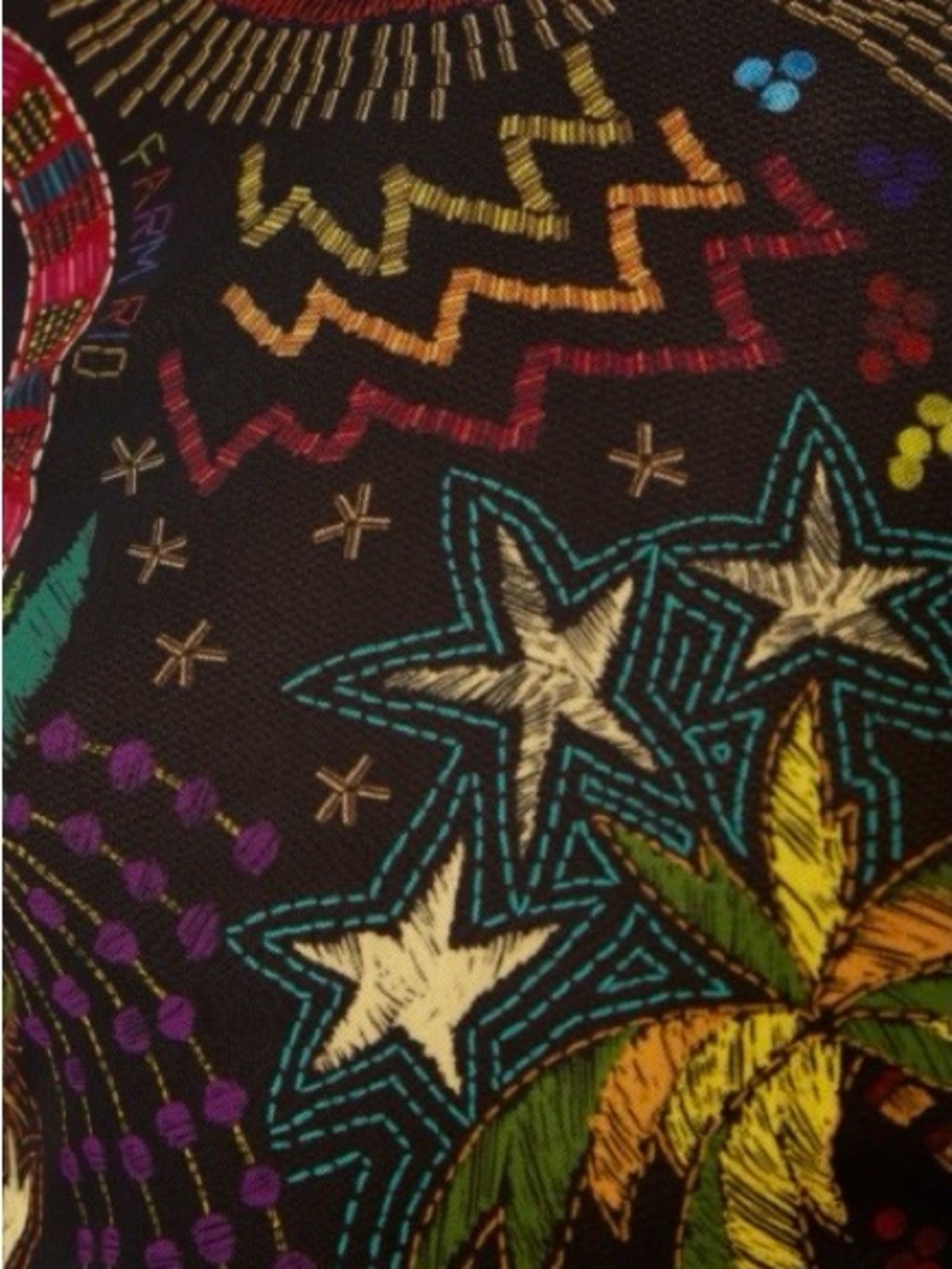 FARM Rio Black Multicolor Graphic Mock Neck Long-Sleeve Top - Picture 3 of 3